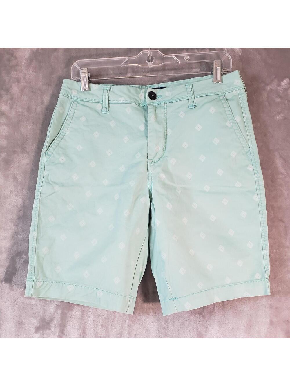 Aéropostale Light Green Diamond Chino Shorts Cotton Blend Pockets 8" Inseam